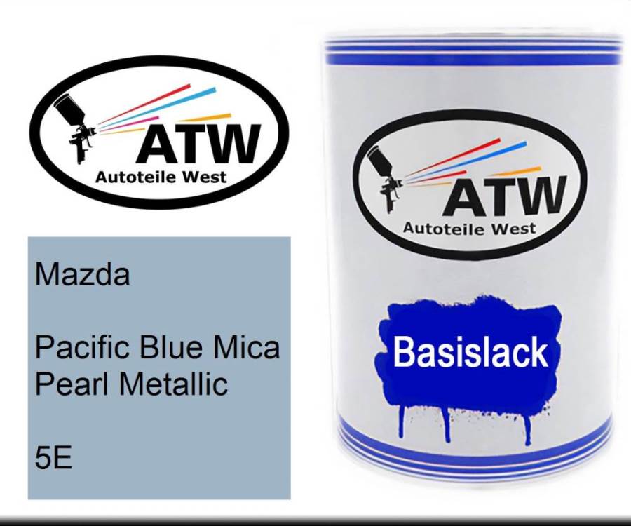 Mazda, Pacific Blue Mica Pearl Metallic, 5E: 500ml Lackdose, von ATW Autoteile West.